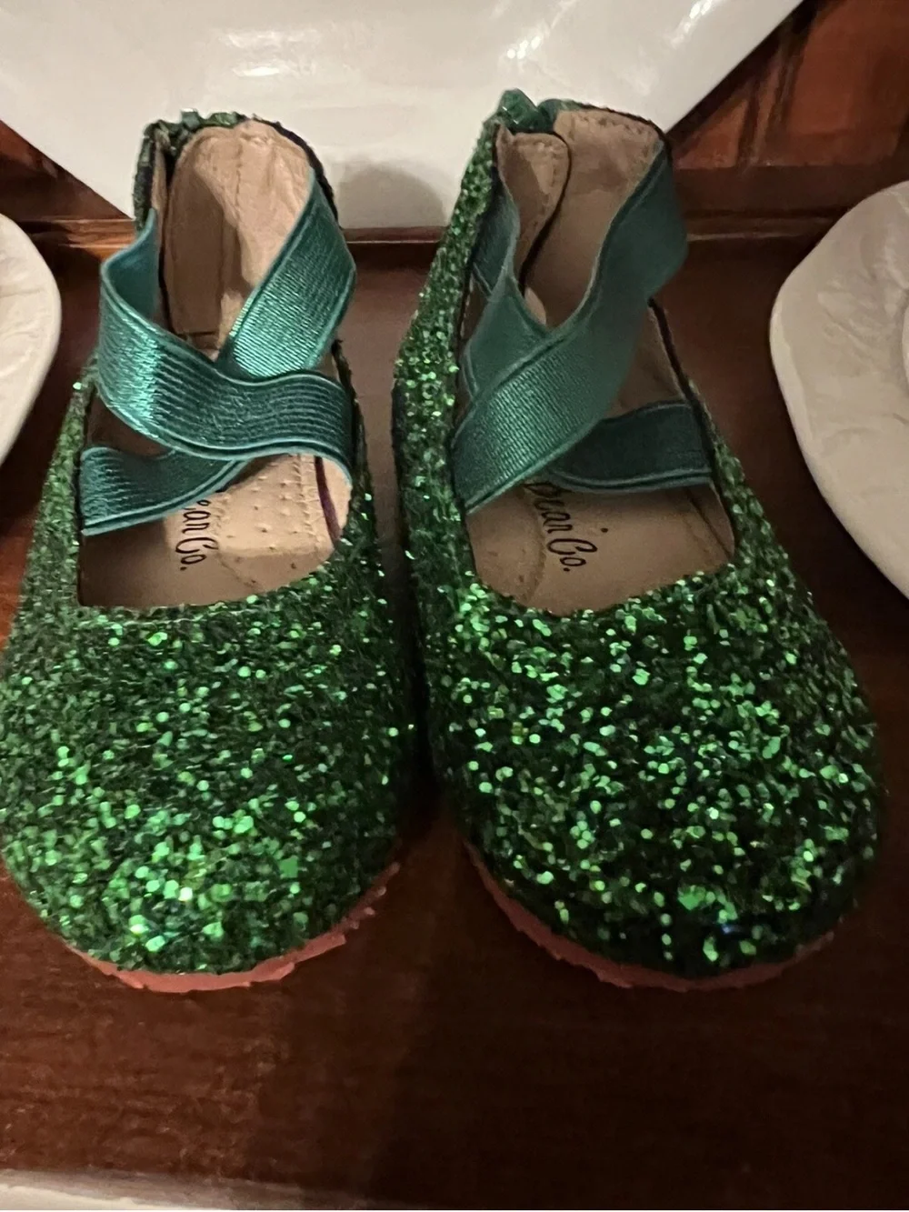 A Bear Co Girl’s Ballet Flats Sz 5 Shoes Green Toddler Christmas Pumpkin sparkl